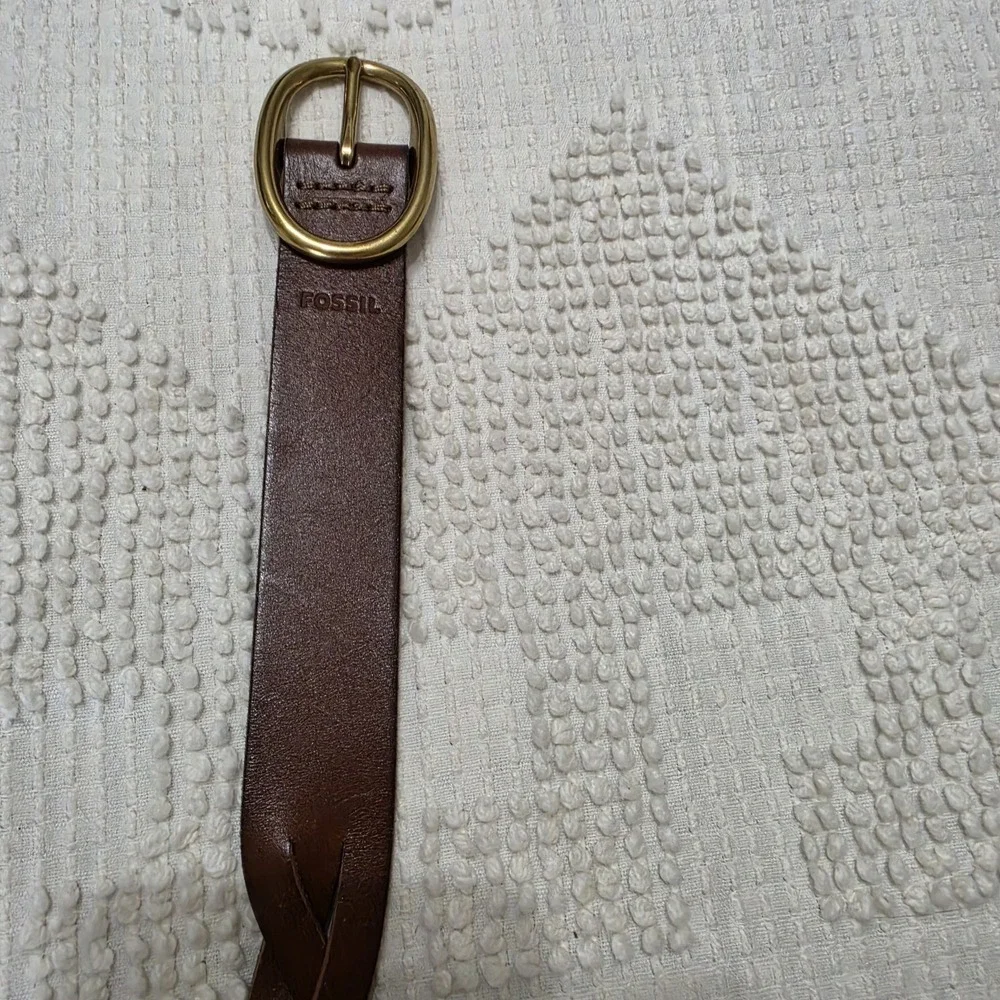 Fossil Brown Leather Belt Braid Women's Size Medium New